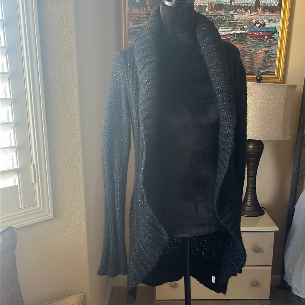 Black Chunky Knit Cardigan Sweater